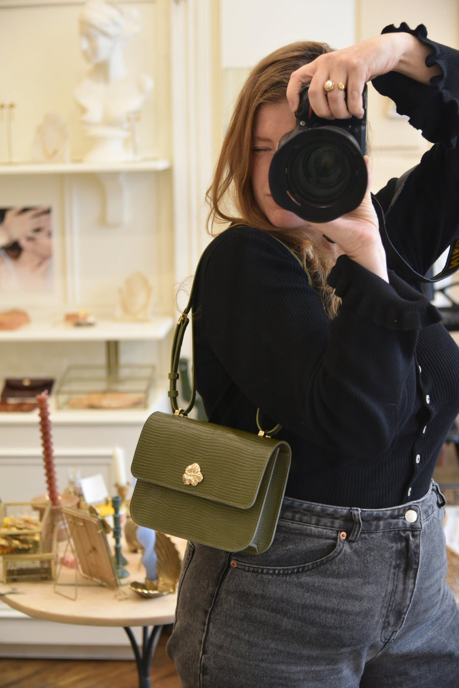 MINI ADÈLE BAG OLIVE LIZARD
