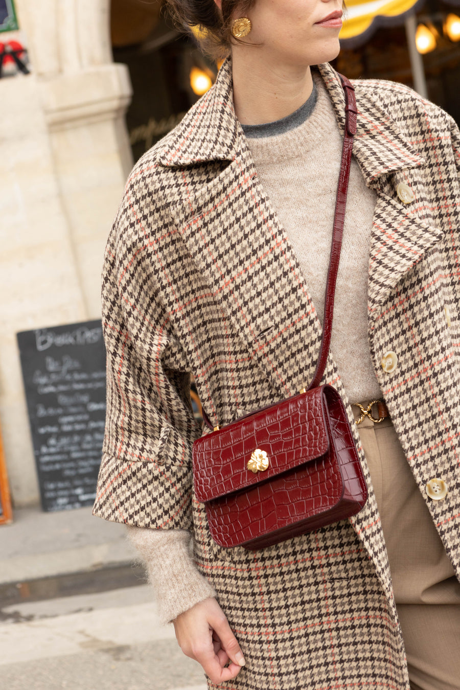 SAC MINI ADÈLE CROCO BORDEAUX