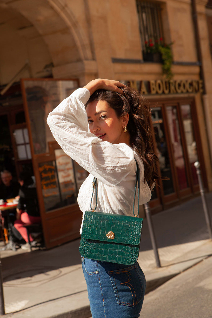 ADÈLE FIR GREEN CROCO BAG – Fauvette Paris