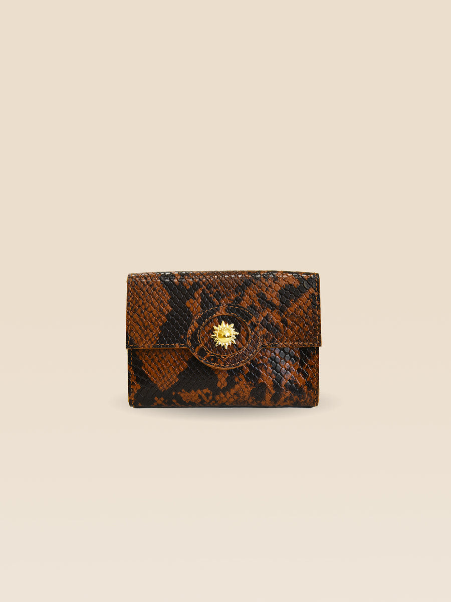 Zadig & Voltaire Portefeuille Python Cuir Marron Doré Jamais Porté Zadig & Voltaire Portefeuille Python Cuir Marron Doré Jamais Porté